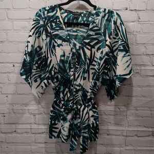Banana Republic Green Leaf Print Blouse